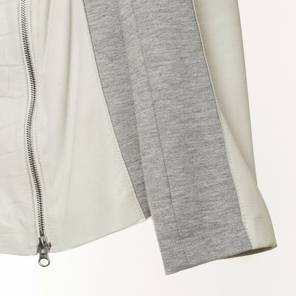 Escada Lilly Off-White Croc-Embossed Leather Panelled Jacket - Picture 6 of 11